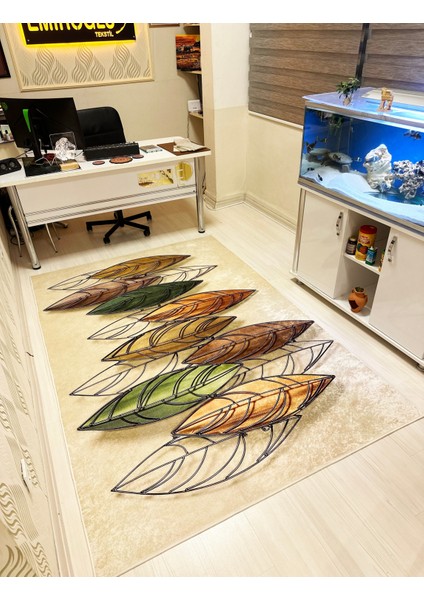 3D Yaprak Desen Özel Süngerli Yüzey Kaymaz Taban Halı