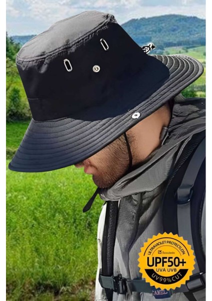 Unisex Uv Korumalı Geniş Kenarlı Katlanabilir Safari Outdoor Boonie Yürüyüş ve Plaj Şapkası
