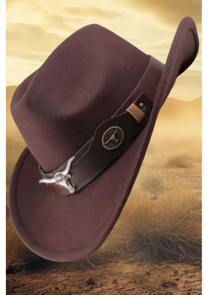 Unisex Kovboy Fötr Şapka Kovboy Şapkası Kovboy Şapka