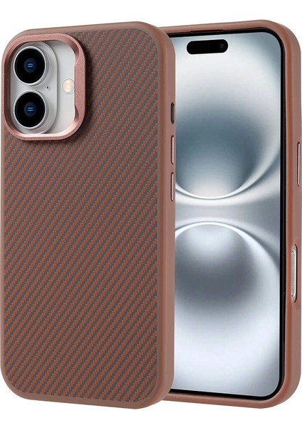 Apple iPhone 16 Kılıf M-Safe Şarj Özellikli Karbon Fiber Görünümlü Zore Troy Kapak