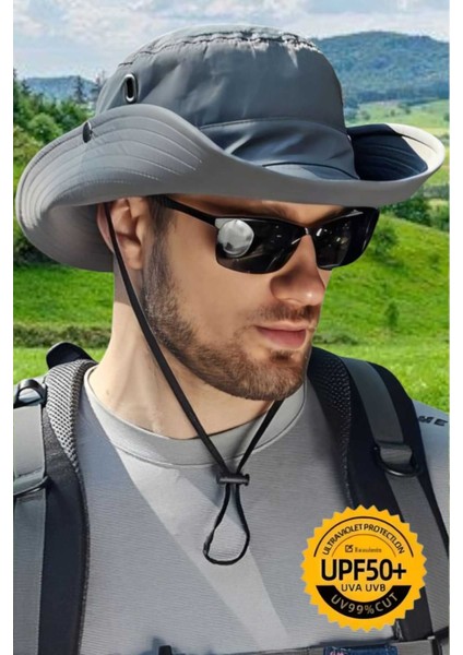 Unisex Uv Korumalı Geniş Kenarlı Katlanabilir Safari Outdoor Boonie Yürüyüş ve Plaj Şapkası