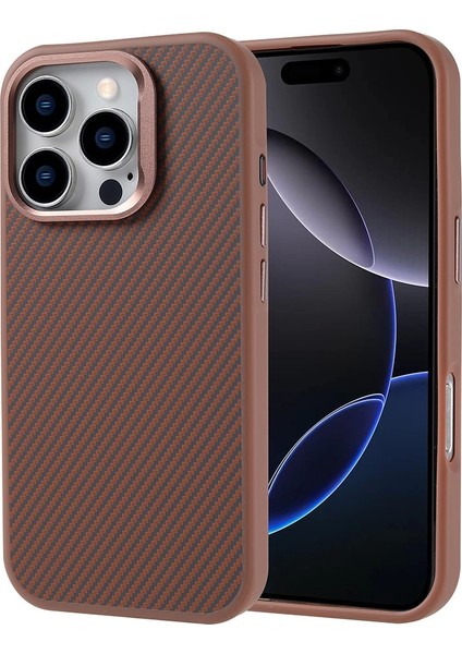 Apple iPhone 16 Pro Kılıf M-Safe Şarj Özellikli Karbon Fiber Görünümlü Zore Troy Kapak