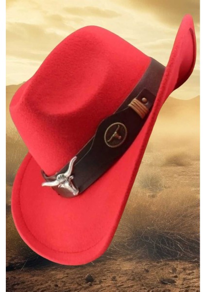 Unisex Kovboy Fötr Şapka Kovboy Şapkası Kovboy Şapka