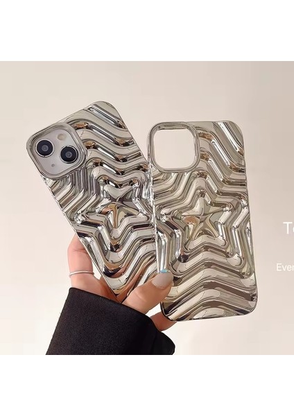 Iphone 13 / 14 / 15 Uyumlu Kabartmalı Yıldız Desenli Silikon Kılıf
