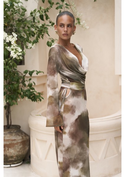 Pnaisyonist Uzun Kol Yeşil Crop Etek Takım modelleri