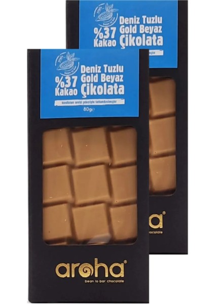 İkili Avantaj Paket. %37 Kakao Deniz Tuzlu Gold Beyaz Çikolata 80 g x 2 Adet