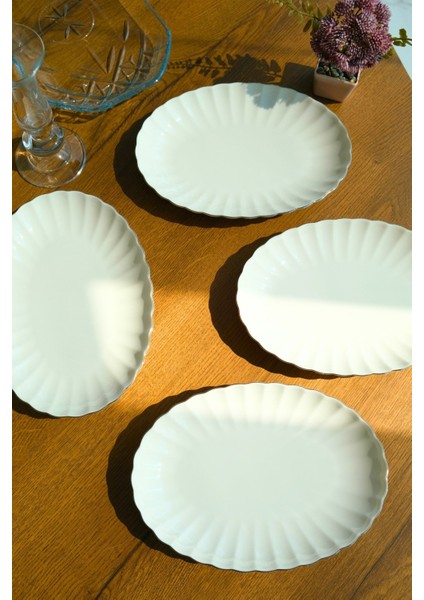 Bone Luz Platin File Kayık Tabak 24X17CM BNLZF24KY220 4 Lü
