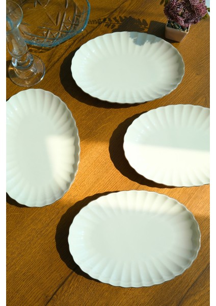 Bone Luz Platin File Kayık Tabak 24X17CM BNLZF24KY220 4 Lü