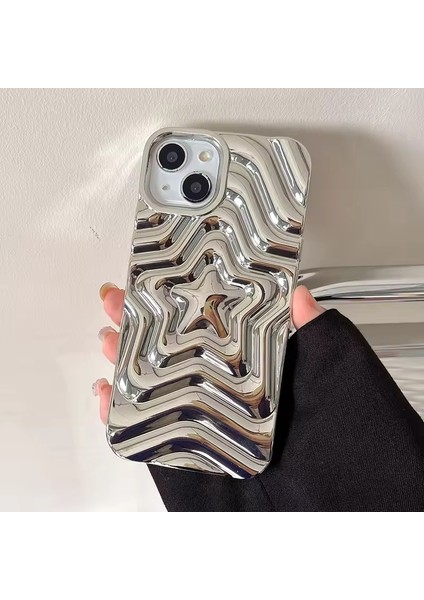 Iphone 14 Pro Max Uyumlu Kabartmalı Yıldız Desenli Silikon Kılıf