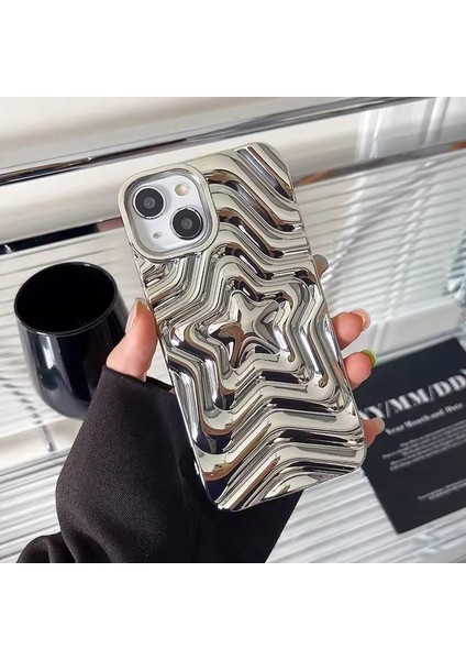 Iphone 14 Pro Max Uyumlu Kabartmalı Yıldız Desenli Silikon Kılıf