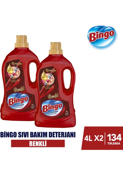Renkli Sıvı Bakım Çamaşır Deterjanı 4 lt 2'li