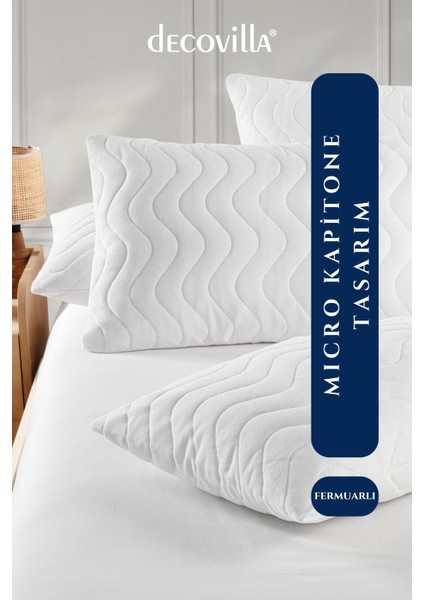 Micro Kapitone Yastık Alezi Sıvı Geçirmez 2 Li Set Yastık Koruyucu 50X70