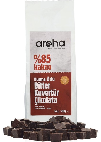 %85 Kakao Hurma Özlü Bitter Kuvertür Çikolata 500 g