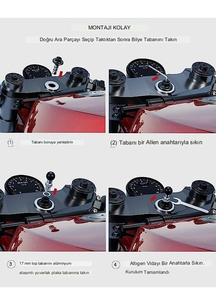 Motosiklet 17MM Toplu Çatal Bağlantı Telefon Tutucu Adaptörü (Racing Modeller Için) fırsatları