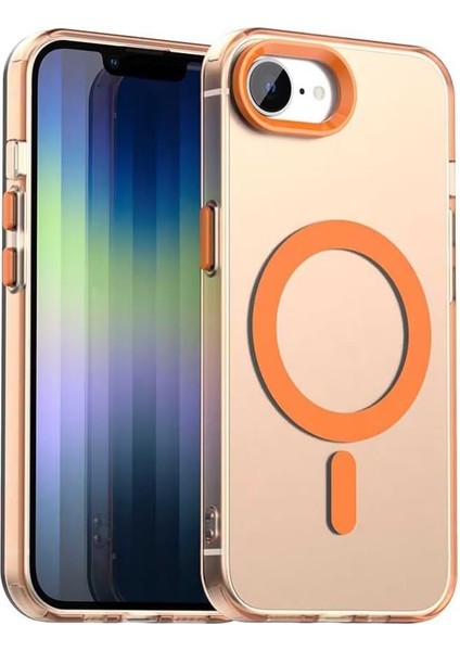 Apple iPhone 16E Kılıf Kamera Çıkıntılı Mat Magsafe Özellikli Kenarları Renkli Premium Sert Kapak