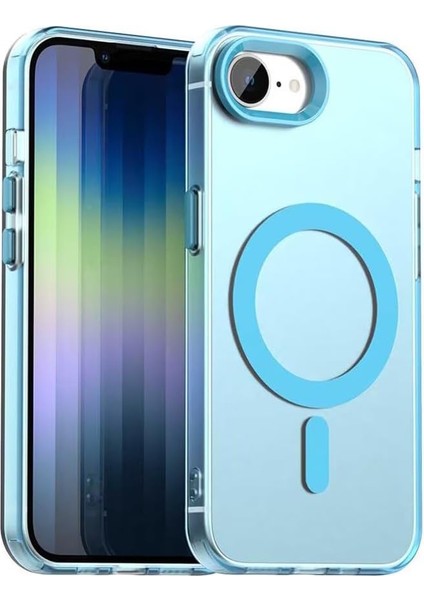 Apple iPhone 16E Kılıf Kamera Çıkıntılı Mat Magsafe Özellikli Kenarları Renkli Premium Sert Kapak