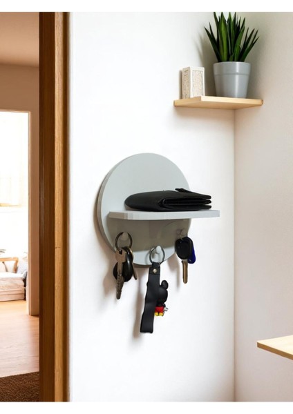 Raflı Duvar Anahtarlığı - Hol Için Dekoratif Anahtar Askılığı - Dekoratif Kapı Yanı Anahtarlık