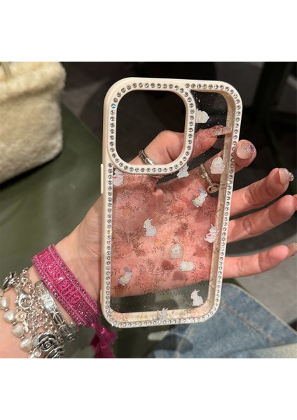 iPhone 14 Uyumlu Kılıf Taşlı ve Simli Sevimli Çiçek Glitter Elmas Desenli Epoksi Telefon Kılıfı fiyatları