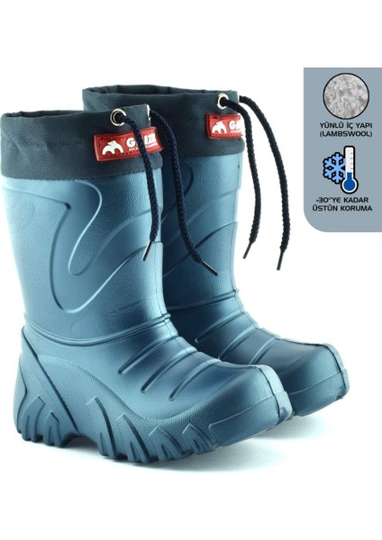 Grizzly Eva Çocuk Kürklü Lacivert Yağmur Çizmesi (835) 32/33