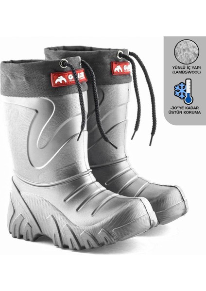 Grizzly Eva Çocuk Kürklü Gri Yağmur Çizmesi (835) 32/33