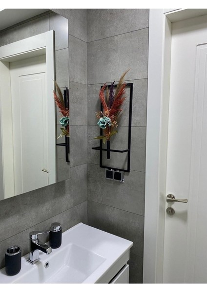 3 Lü Metal Çiçeklik Duvar Aksesuarı Dekoratif Salon Balkon Saksı ( Yapay Çiçek , Pampas Dahil ) fiyatları