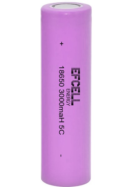 18650 Şarjlı Pil Başlıksız 3.7V 3000 Mah 5c Li-Ion Efcell 6544 R33