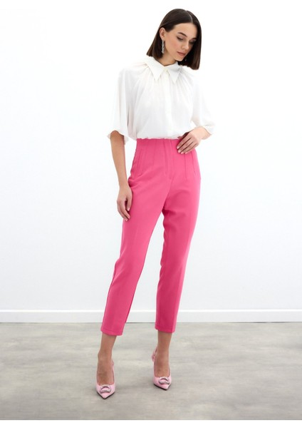Yüksek Bel Pensli Pantolon - Fuşya fiyatları