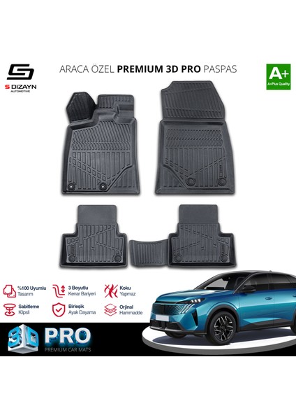 Peugeot 3008 3 Elektrikli 3D Pro Havuzlu Paspas 2024 Üzeri A+ Kalite