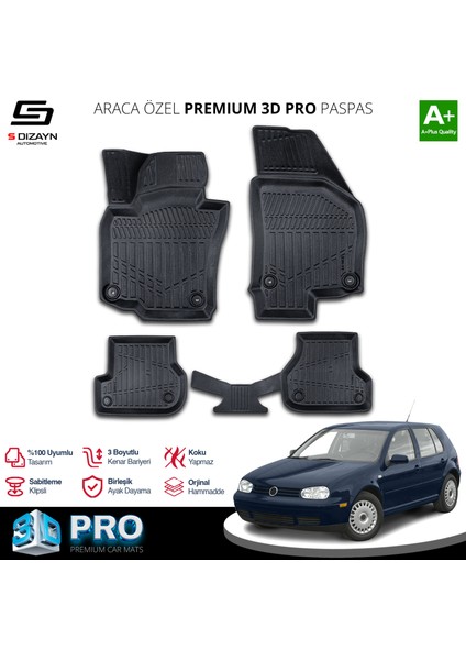 Vw Golf 4 3D Pro Havuzlu Paspas 1997-2005 A+ Kalite