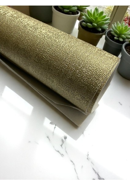 Altın Renk Yapışkanlı Suni Deri 100 x 140 cm