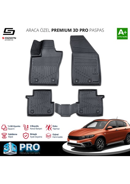 Fiat Egea Cross 3D Pro Havuzlu Paspas 2020 Üzeri A+ Kalite