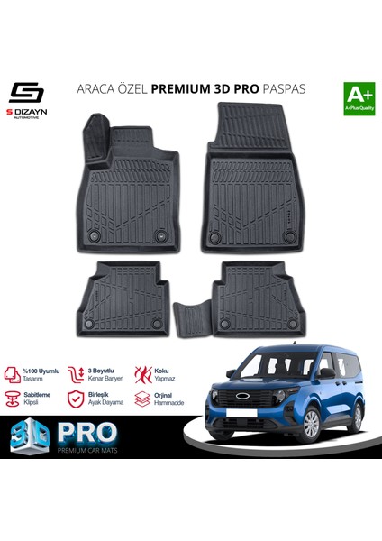 Ford Courier 3D Pro Havuzlu Paspas 2023 Üzeri A+ Kalite