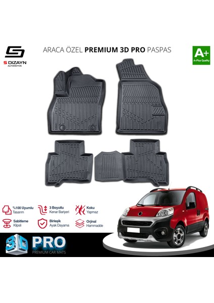 Fiat Fiorino 3D Pro Havuzlu Paspas 2008 Üzeri A+ Kalite