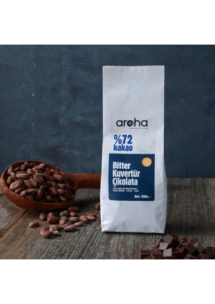 %72 Kakao Bitter Kuvertür Çikolata - 500 g fiyatları
