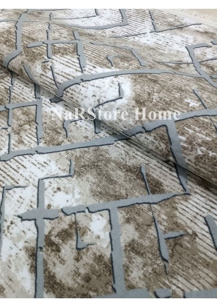 Kahve Gri Saçaklı Kaymaz Taban Yıkanabilir Kesme Yolluk Salon Mutfak Oturma Odası Halı