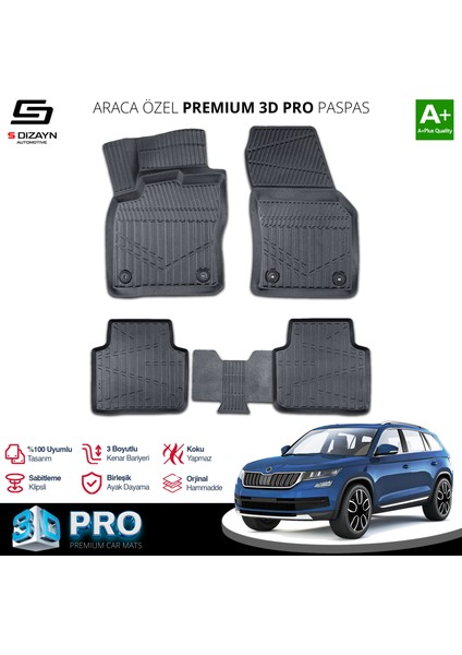 Skoda Kodiaq 3D Pro Havuzlu Paspas 2017-2023 A+ Kalite