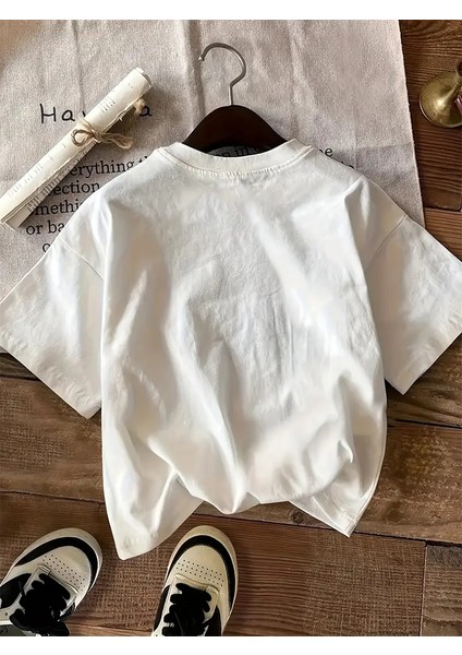 Kadın Siyah Fiyonk Baskılı Beyaz T-Shirt indirimleri