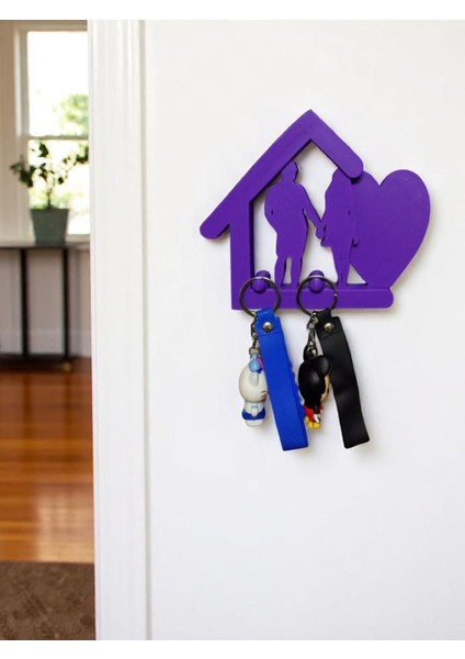 Aşk Temalı Anahtar Askılığı - Çiftler Için Anahtar Askılığı - Duvar Anahtar Askılığı
