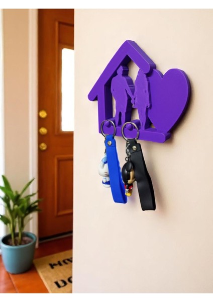 Aşk Temalı Anahtar Askılığı - Çiftler Için Anahtar Askılığı - Duvar Anahtar Askılığı