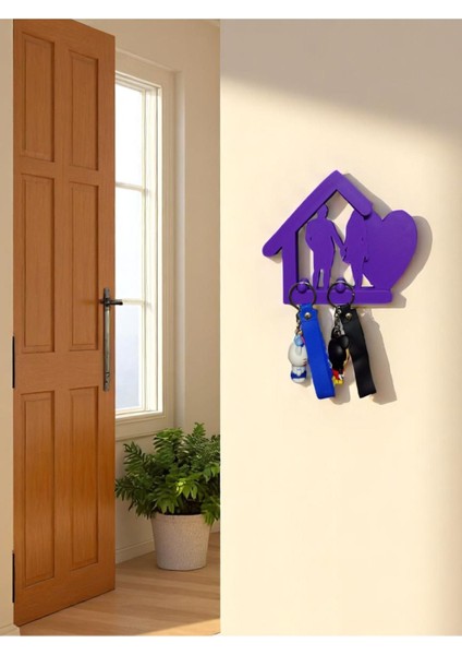 Aşk Temalı Anahtar Askılığı - Çiftler Için Anahtar Askılığı - Duvar Anahtar Askılığı