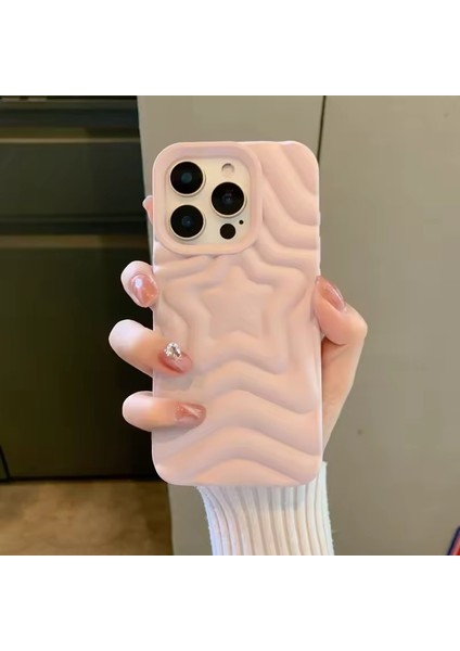 Iphone 16 Pro Uyumlu Kabartmalı Yıldız Desenli Silikon Kılıf