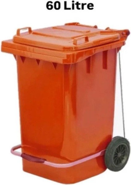 60 Lt Plastik Pedallı Çöp Konteyneri Turuncu -Isıya Karşı Dayanıklı fiyatları