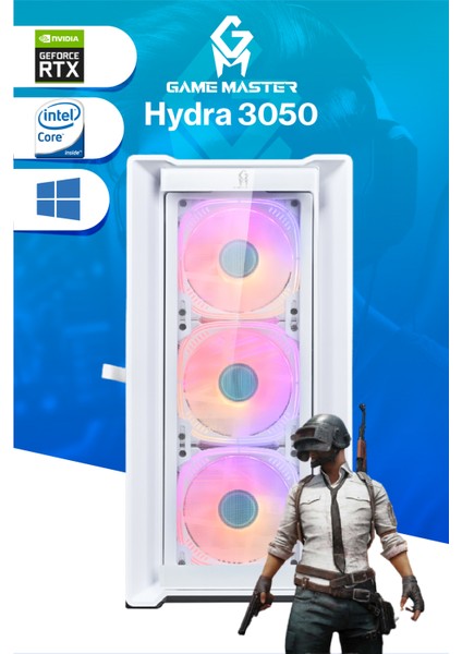 Game Master Hydra 3050 Intel I3-12100F Cpu 32GB Ddr4 Ram 512GB M.2 SSD RTX3050 Beyaz Gaming Pc