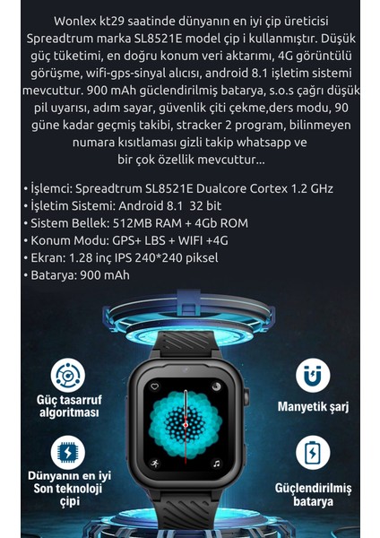 MT106 Android 4g Sim Kartlı Akıllı Çocuk Takip Saati