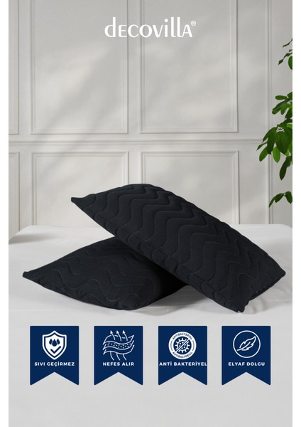 Micro Kapitone Yastık Alezi Sıvı Geçirmez 4 Lü Set Yastık Koruyucu 50X70 indirimleri