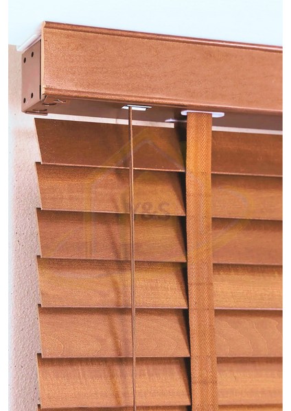 Wooden Blinds %100 Doğal Ahşap Jaluzi Perde 50MM,ALÜMINYUM Kasalı Yüksek Kaliteli - Tarçın Kahvesi indirimleri