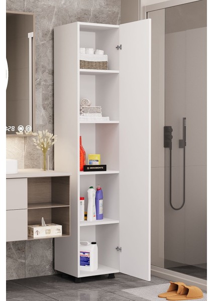Çok Amaçlı Mutfak Kiler Banyo Balkon Ofis Dolabı Tek Kapaklı - Beyaz