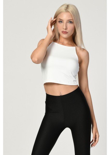 Askılı Crop Top - Beyaz Beyaz - M