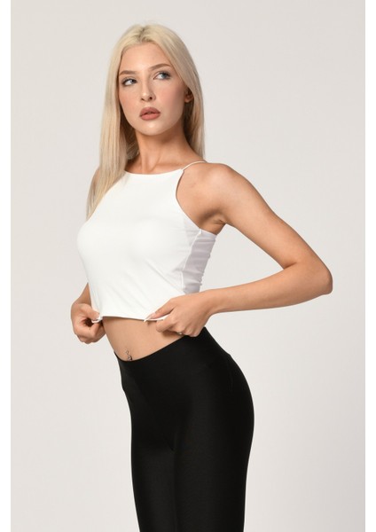 Askılı Crop Top - Beyaz Beyaz - M