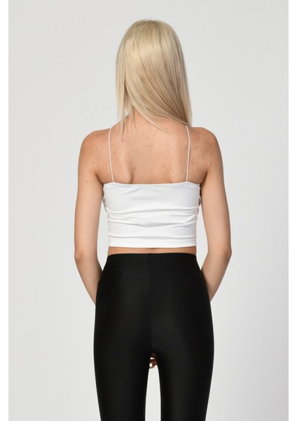 Askılı Crop Top - Beyaz Beyaz - M